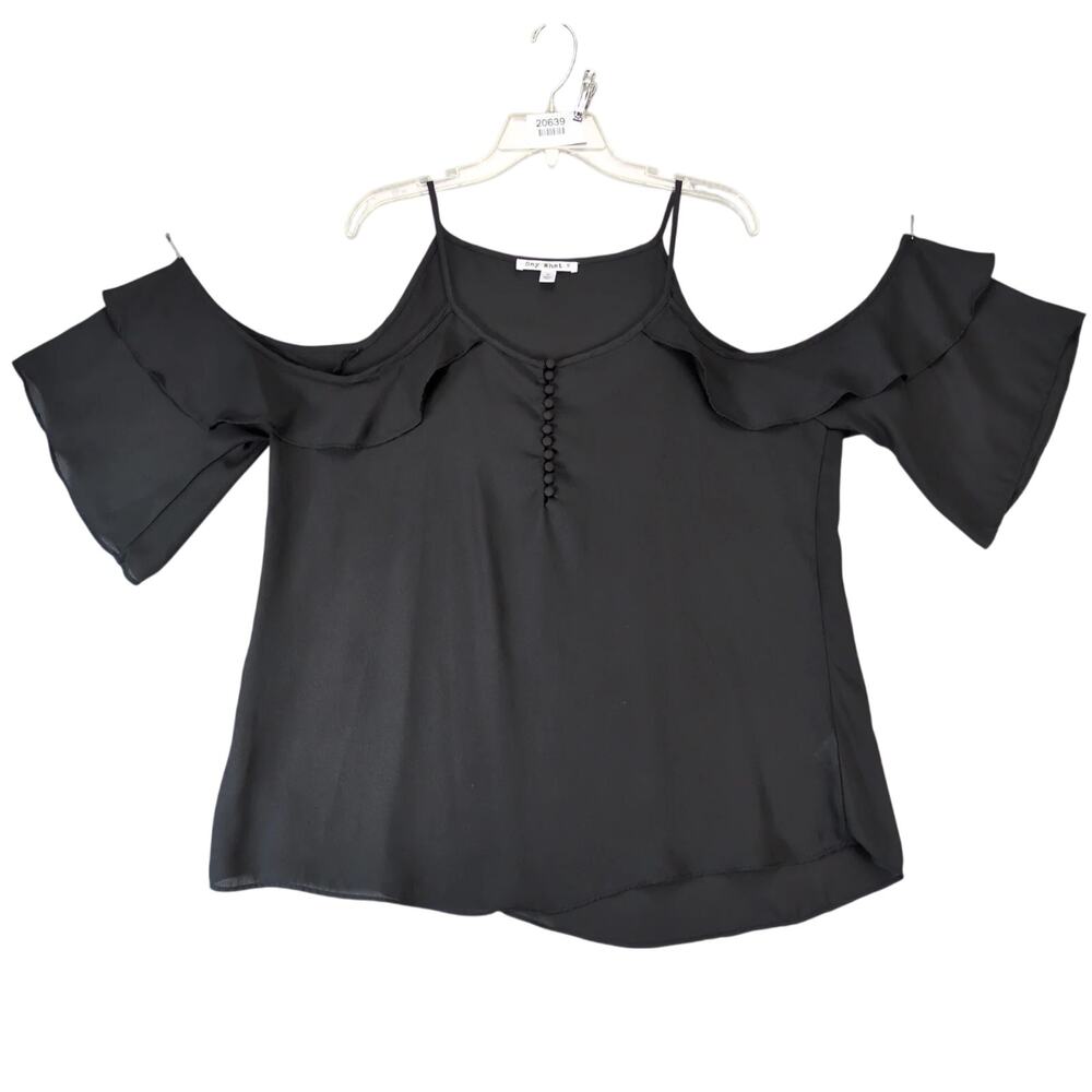 Say What? Black Sheer Off-Shoulder Cami Top Women's Plus 1X Whimsigoth Babydoll